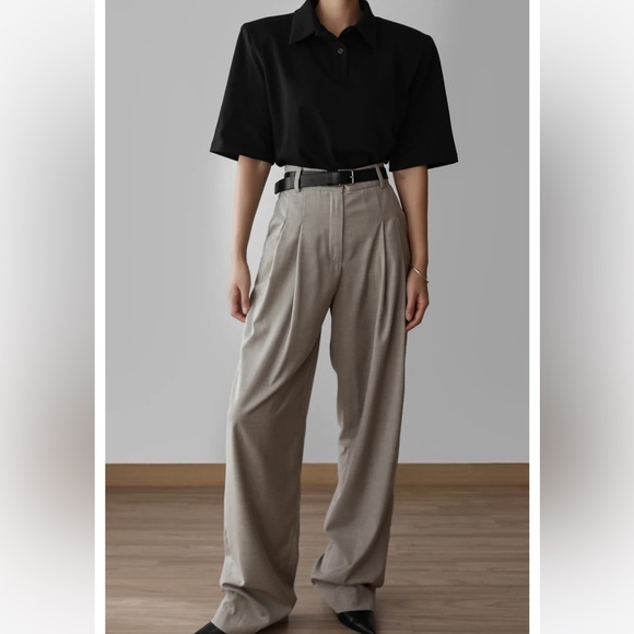 The Frankie Shop Pants - NWT The Frankie Shop GELSO PLEATED TROUSERS - LIGHT TAUPE MELANGE